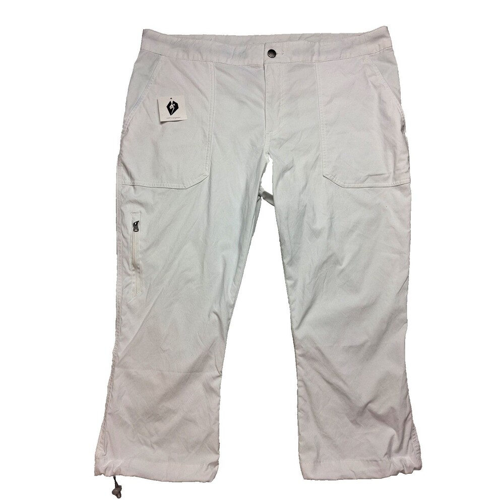 Columbia Women's White Cargo Slim Fit Logo 5 Pockets Hiking Carpi Pants Size 16